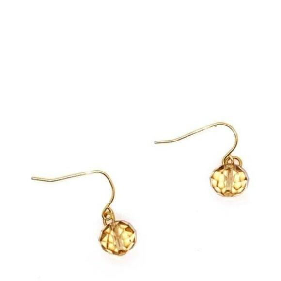 Gold-Tone Clear Amber Bead Dangle Earrings - Picture 5 of 6